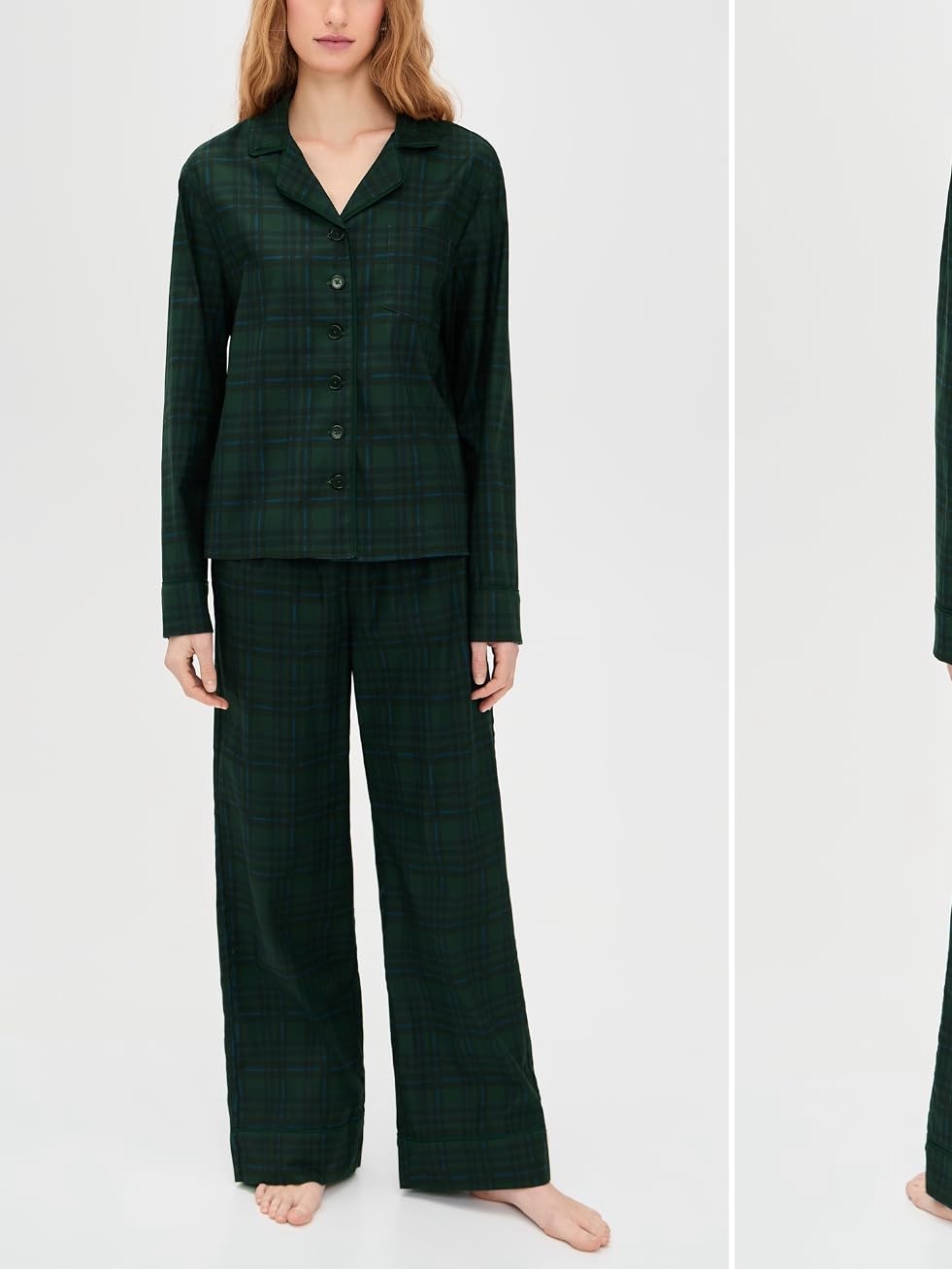 Reformation Coco Dark Green Plaid Button-Up Pajama Set In M - Nwt